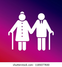 Old Couple icon vector illustrator creative design purple and pink gradient background