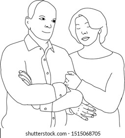 Old couple lineart vector file