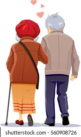 Old Couple in Love Walking Together Vector Illustration
Vector drawing of a senior man and woman on the path of life
