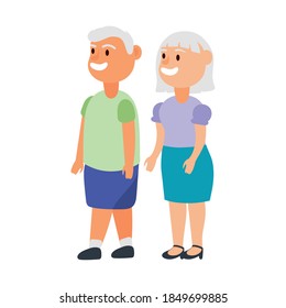 old couple persons avatars characters vector illustration design