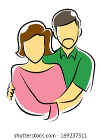 Old Couple Symbol Vector Cartoon Illustration