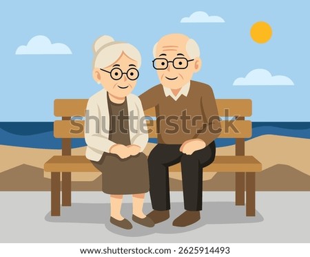 old couple take picture in the beach