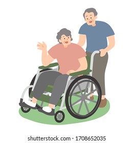  una vieja pareja hablando - ilustración vectorial