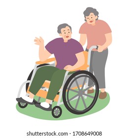 an old couple talking2 -vector illustration