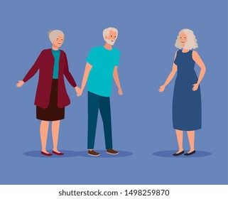 old couple together with elderly woman