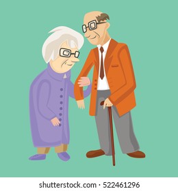 Old couple. Vector illustration. people in eyeglasses