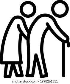 old couple vector thin line icon