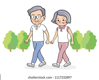 An old couple walking