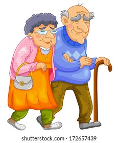 old couple walking together