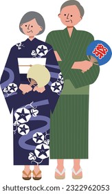 A old couple wearing yukata