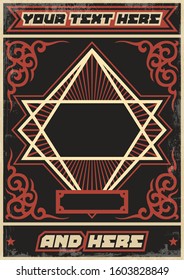 Old Cover, Poster Sample, Black Red White Background, Abstract Ornament, Grunge Texture Pattern