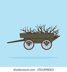 old covered wagon from the west carrying goods. traditional transportation illustration. suitable for poster use and web icon