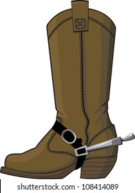 The old cowboy boots with spurs, isolated on white background