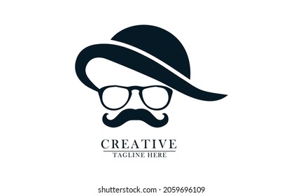 old cowboy face with glasses hat and thick mustache suitable for t-shirt design, decoration and creative elements