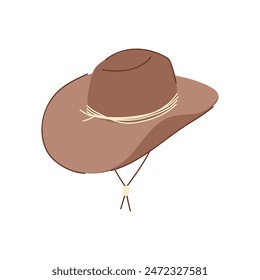 Old Cowboy Hut Cartoon. American Head, Rancher West, Retro-Logo Alte Cowboy Hut Zeichen. Isolierte Symbol Vektorillustration