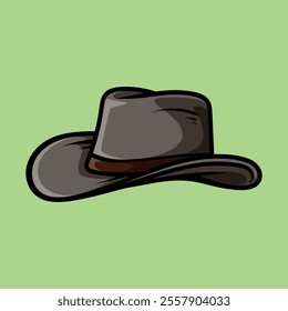 old cowboy hat isolated colored drawing line art style sketch classic vintage design illustration