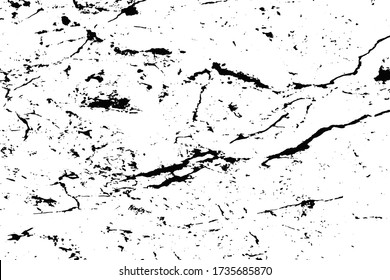 Old cracked surface, black lines isolated on a white background, basic texture