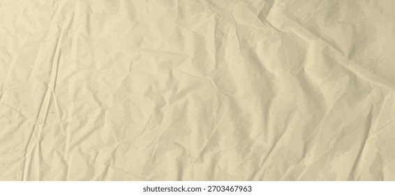 Old craft paper background showing brown cardboard texture with realistic folds and crumples. Vector surface perfect for vintage packaging or rustic decorative projects, collage