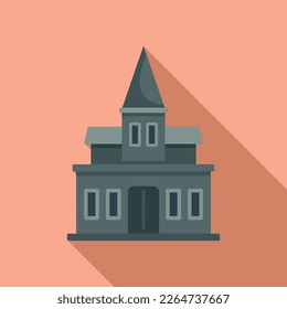Old creepy house icon flat vector. Horror night. Scary fear