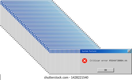 Old critical error alert. System failure dialog box popup.