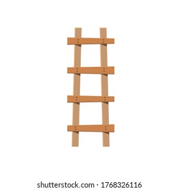  Old Crooked Wooden Ladder. Vector illustration isolated on white.