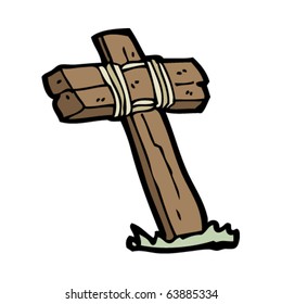 old cross grave cartoon