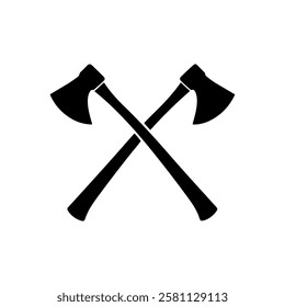 Old crossed axe icon silhouette icon flat vector illustration design.