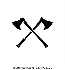 Old crossed axe silhouette icon vector illustration design on white background.