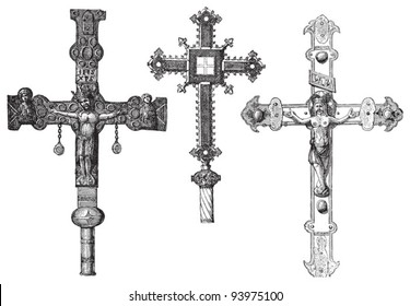 Old crosses / vintage illustration from Meyers Konversations-Lexikon 1897