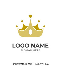 old crown logo template with flat brown color style