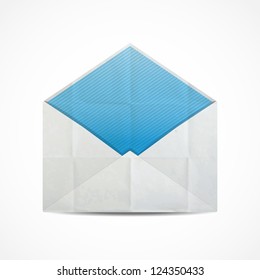 Old crumpled open envelope. Vector illustration.