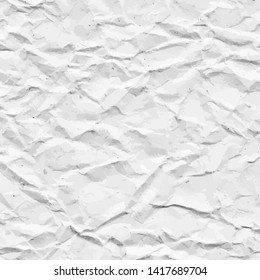 Old crumpled, recycled white paper texture or background. Vector illustration