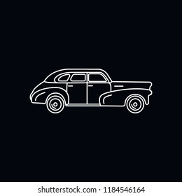 Old cuban car white icon. Outline illustration of Old cuban car vector icon for web and advertising isolated on black background. Element of culture and traditions