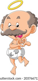 The old cupid is giving the love sign of illustration