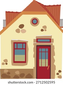 Old, cute house, vector illustration for a postcard, website, book.