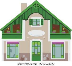 Old, cute house, vector illustration for a postcard, website, book.