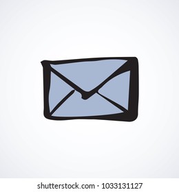 Old cute packaging template on white backdrop. Item ui sms app concept. Freehand linear black ink hand drawn picture emblem sketchy in art modern scribble cartoon style pen on paper and space for text