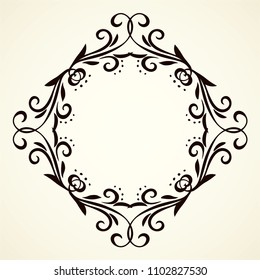 Old cute romantic book ribbon bow swirly tag swoosh element isolated on white paper card backdrop. Freehand black ink pen outline drawn curly corner sketchy in artistic rustic curlicue scrawl style
