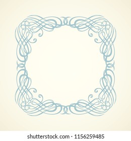 Old cute romantic book ribbon bow swirly tag swoosh element isolated on white paper card backdrop. Freehand black ink pen outline drawn curly corner sketchy in artistic rustic curlicue scrawl style