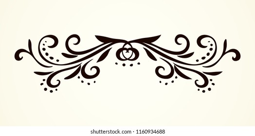 Old cute romantic book ribbon bow swirly tag swoosh element set isolated on white paper card backdrop. Freehand black ink pen outline drawn curly logo sketchy in artistic rustic curlicue scrawl style