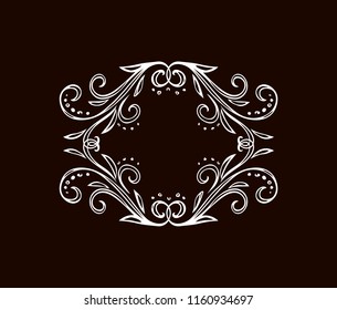 Old cute romantic book ribbon bow swirly tag swoosh element isolated on white paper card backdrop. Freehand black ink pen outline drawn curly corner sketchy in artistic rustic curlicue scrawl style