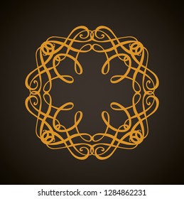 Old cute romantic book ribbon bow swirly tag swoosh element isolated on dark black board backdrop. Freehand white chalk outline drawn curly logo sketchy in artistic rustic curlicue scrawl style