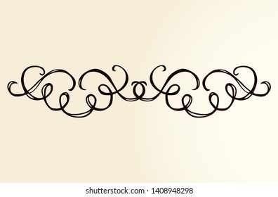 Old cute romantic book ribbon bow swirly tag swoosh element set isolated on white paper card backdrop. Freehand black ink pen outline drawn curly logo sketchy in artistic rustic curlicue scrawl style