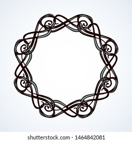 Old cute romantic book ribbon bow swirly tag swoosh element isolated on white paper card backdrop. Freehand black ink pen outline drawn curly corner sketchy in artistic rustic curlicue scrawl style