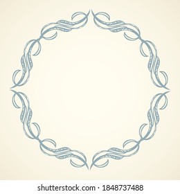 Old cute romantic book ribbon bow swirly tag swoosh element isolated on white paper card backdrop. Freehand black ink pen outline drawn curly corner sketchy in artistic rustic curlicue scrawl style