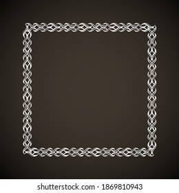 Old cute romantic book ribbon bow swirly tag swoosh element isolated on dark black board backdrop. Freehand white chalk outline square drawn curly logo icon sign artistic rustic curlicue scrawl style