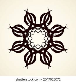 Old cute romantic book ribbon bow swirly tag swoosh element isolated on white paper card backdrop. Freehand black ink pen outline drawn curly corner sketchy in artistic rustic curlicue scrawl style
