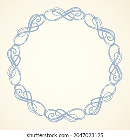 Old cute romantic book ribbon bow swirly tag swoosh element isolated on white paper card backdrop. Freehand black ink pen outline drawn curly corner sketchy in artistic rustic curlicue scrawl style