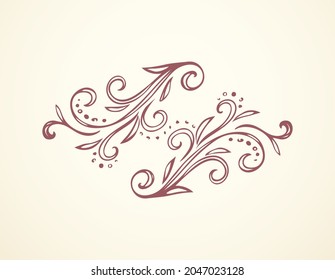 Old cute romantic book ribbon bow swirly tag swoosh element set isolated on white paper card backdrop. Freehand black ink pen outline drawn curly logo sketchy in artistic rustic curlicue scrawl style