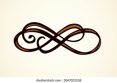 Old cute romantic book ribbon bow swirly tag swoosh element set isolated on white paper card backdrop. Freehand black ink pen outline drawn curly logo sketchy in artistic rustic curlicue scrawl style